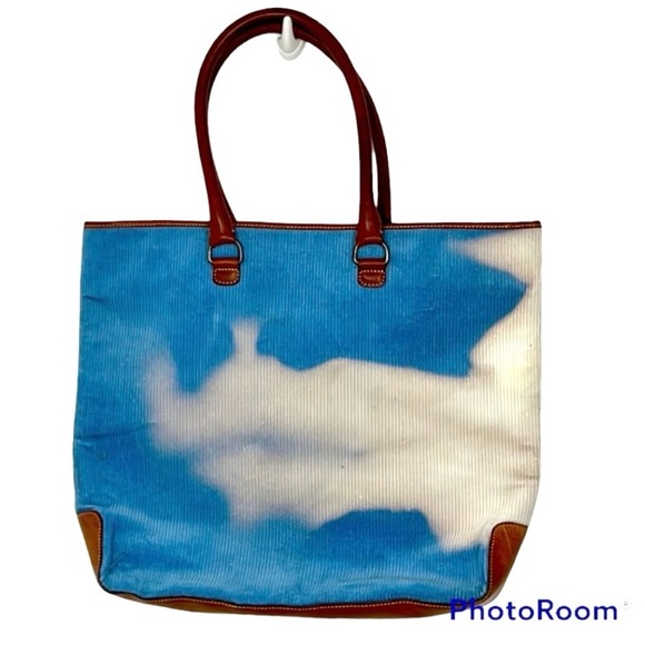 J.Crew Corduroy & Leather Tote with Black & White Houndstooth Lining - Picture 9 of 9